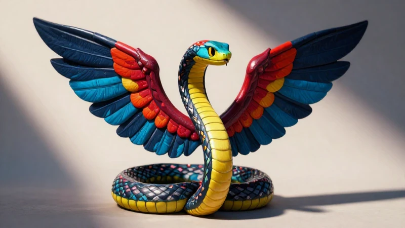 Serpiente alada, vibrante y folclórica mexicana