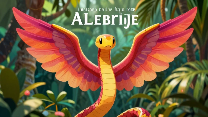 Serpiente alada vibrante en ilustración educativa