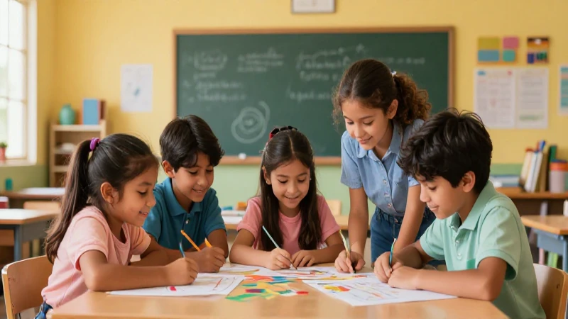 Niños diversos colaboran en arte colorido y vibrante
