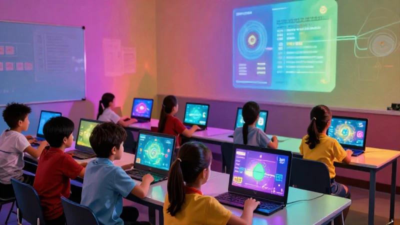Niños aprenden con arte digital vibrante y moderno