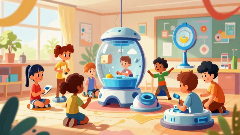 Ilustración vibrante muestra niños colaborando en proyectos
