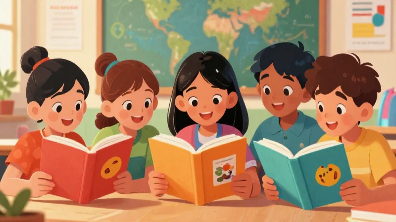Ilustración escolar mexicana: alegre y vibrante