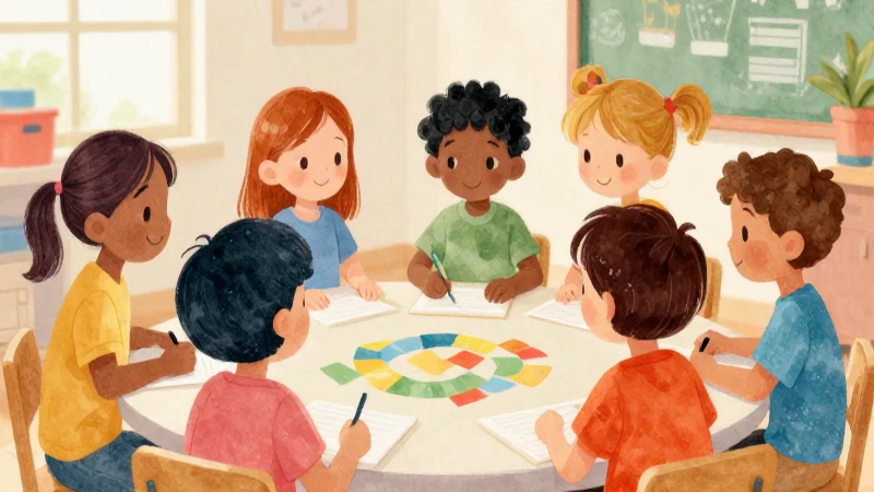 Ilustración infantil alegre y educativa en acuarela