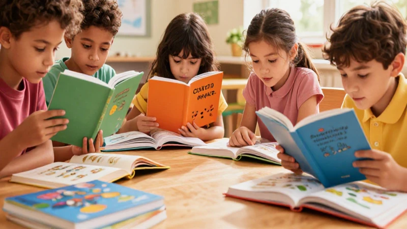 Niños leen juntos en un libro colorido