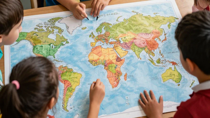 Mapa infantil vibrante y educativo