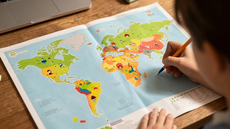 Ilustración infantil y geográfica, vibrante y profesional