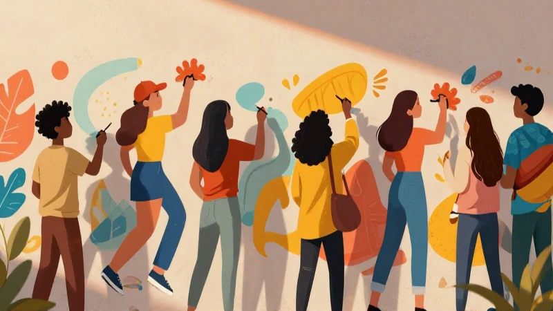 Descubre el Secreto del Impactante Proyecto Comunitario 13 Comunidad diversa pinta un mural colorido