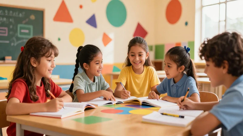 Ilustración educativa vibrante y alegre