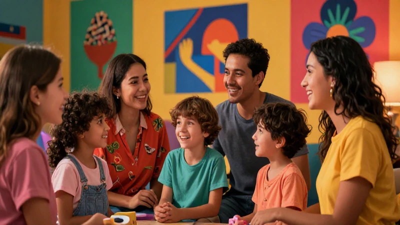 Ilustración educativa mexicana, familiar y vibrante
