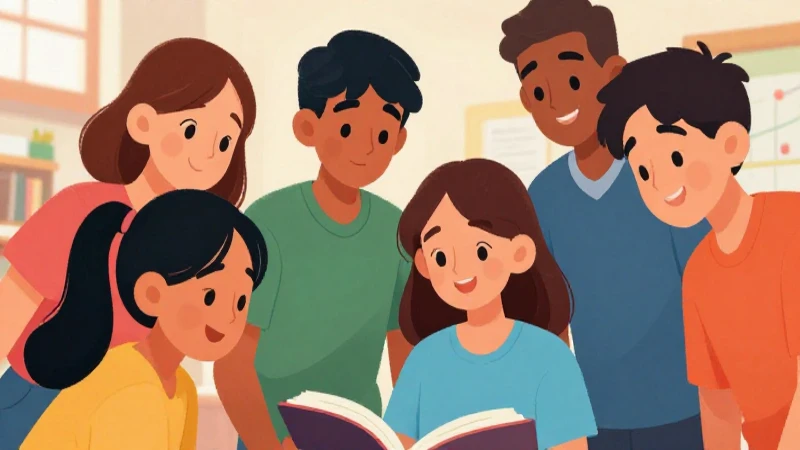 Adolescentes diversos aprenden juntos con alegría