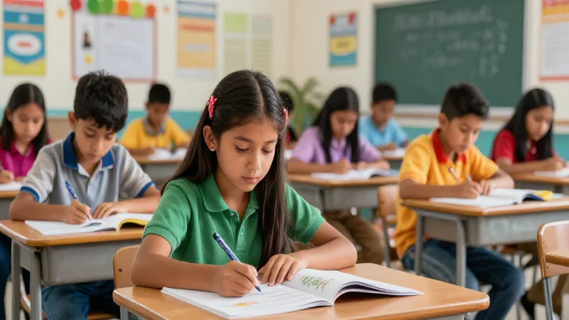 Estudiantes vibrantes aprenden en una escuela mexicana