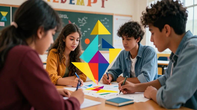Estudiantes colaboran en proyecto escolar colorido
