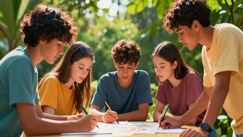 De lo humano y lo comunitario Segundo grado de Secundaria (2025-2026) 25 Jóvenes colaborando en un proyecto vibrante y moderno