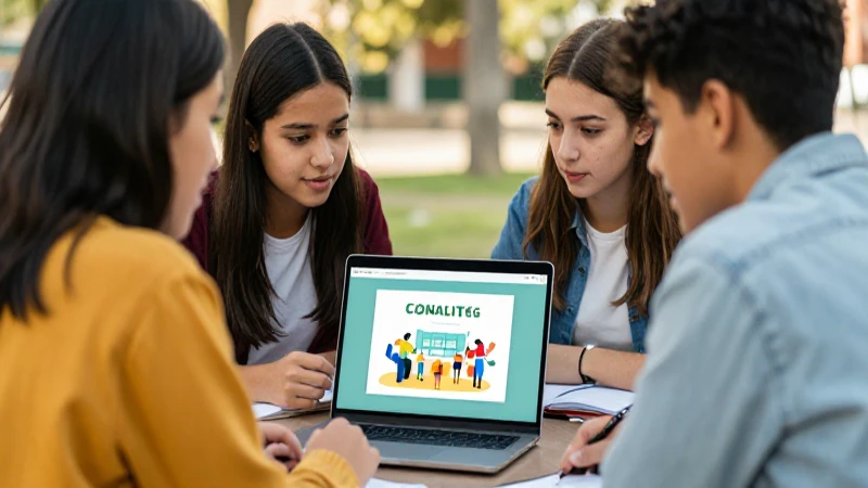 Estudiantes estudiando juntos al aire libre y modernos
