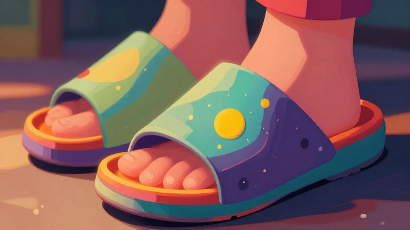 Chanclas coloridas ilustradas, estilo educativo dinámico
