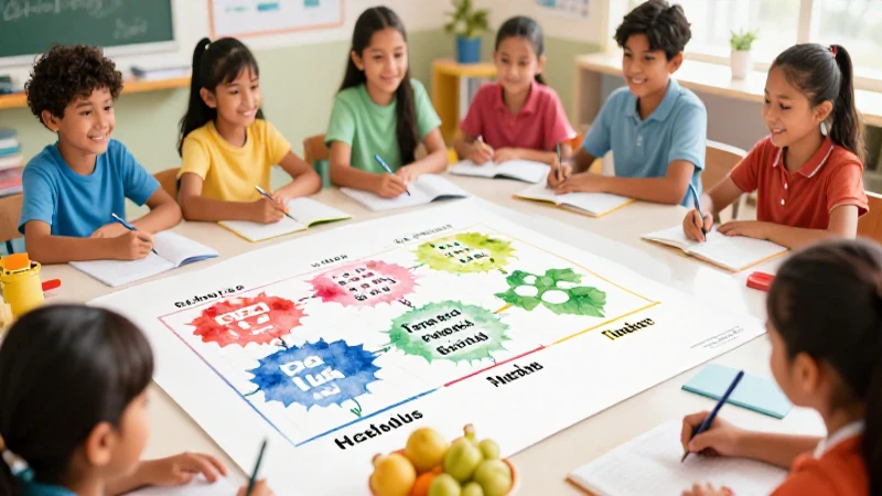 Aula mexicana vibrante con estudiantes aprendiendo
