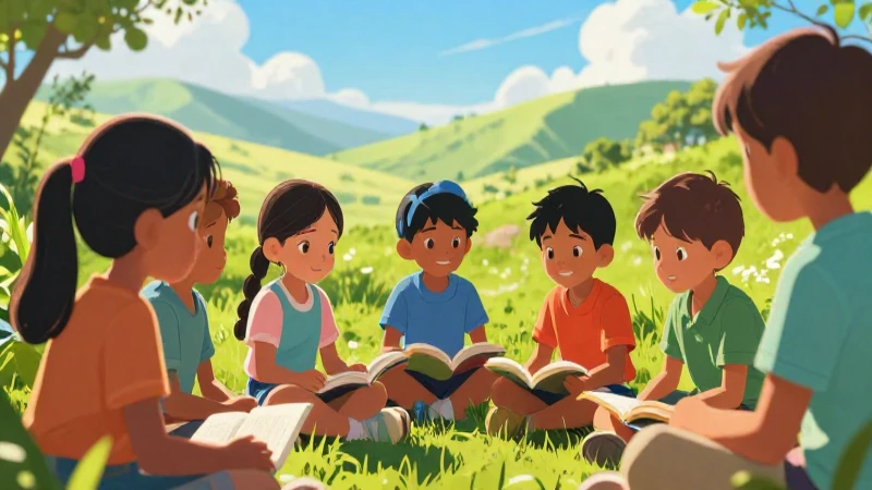 Ética, naturaleza y sociedades Primer grado de Telesecundaria (2025-2026) 28 Niños mexicanos aprenden al aire libre, vívidamente