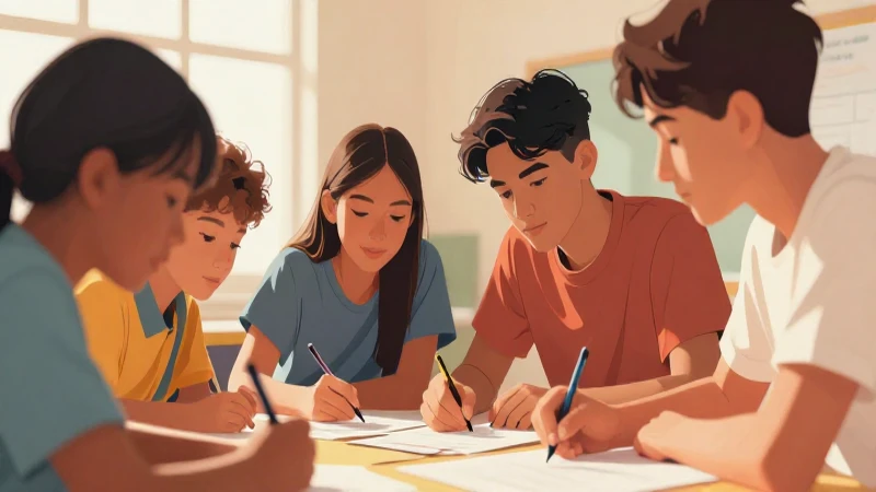 Estudiantes diversos colaboran en proyecto educativo colorido