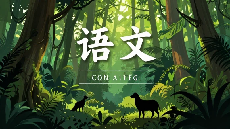 Ilustración educativa vibrante y estilizada del bosque tropical