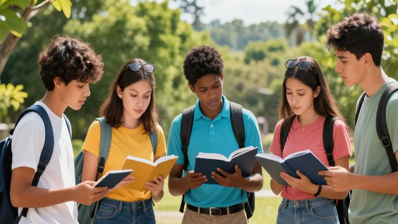 Jóvenes diversos aprenden en un entorno vibrante