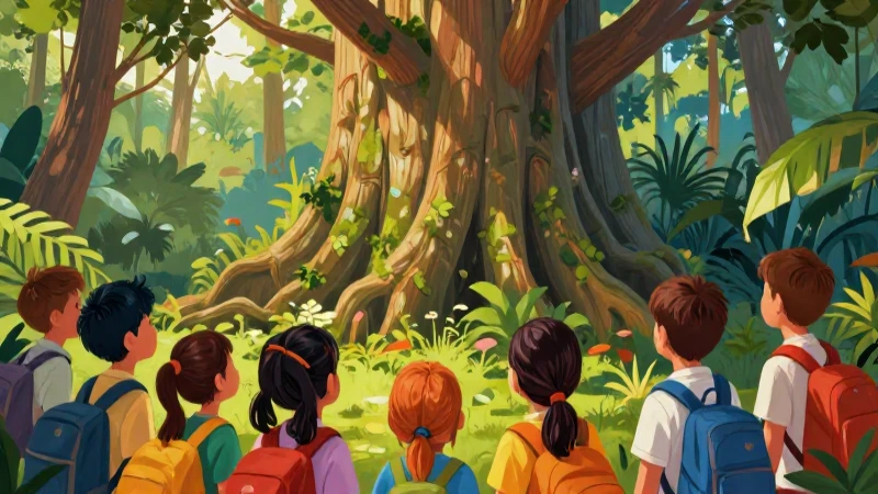Ética, naturaleza y sociedades Tercer grado de Secundaria (2025-2026) 21 Ilustración educativa vibrante sobre naturaleza y niños