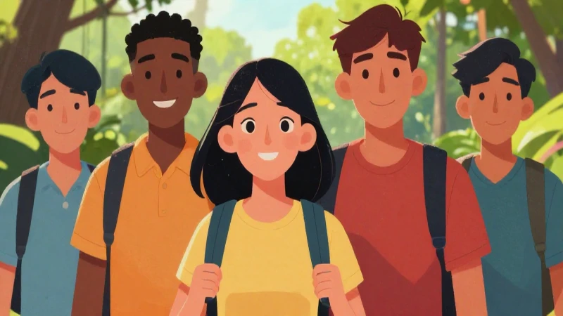Ilustración vibrante y diversa con estética educativa