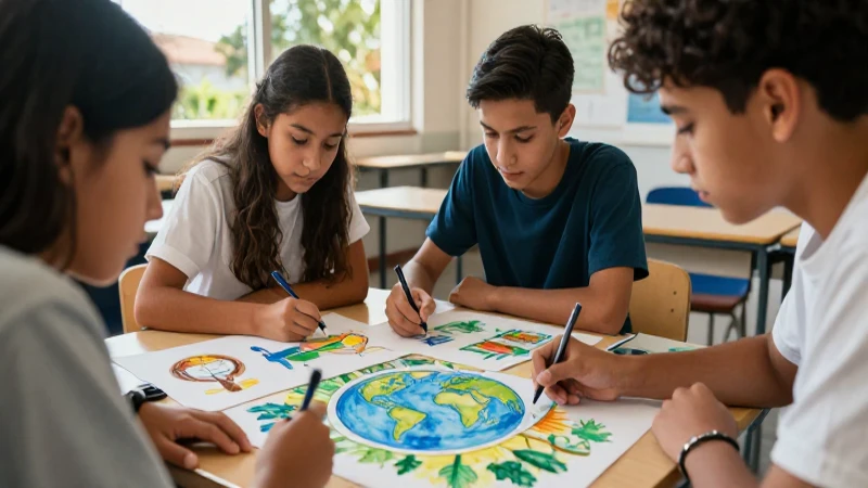 Adolescentes crean arte vibrante sobre el ecosistema