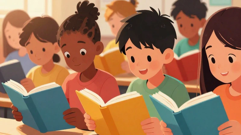 Explorar e imaginar con mi libro de preescolar Primer grado (2025-2026) 19 Niños diversos leen libros con colorido estilo