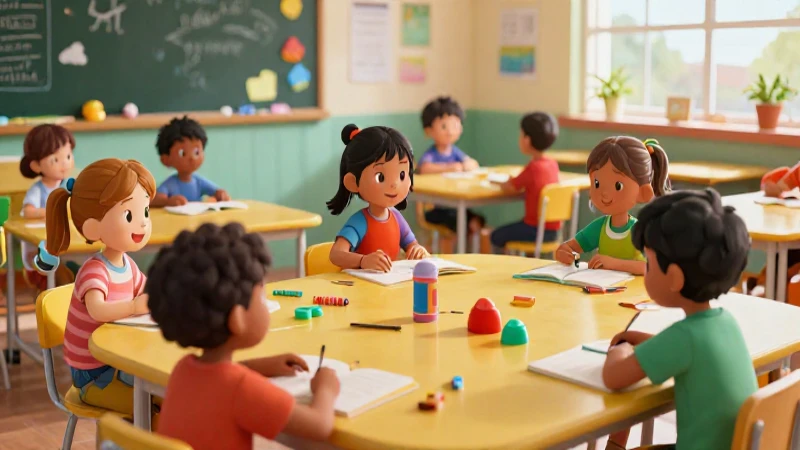 Ilustración educativa vibrante y dinámica para niños