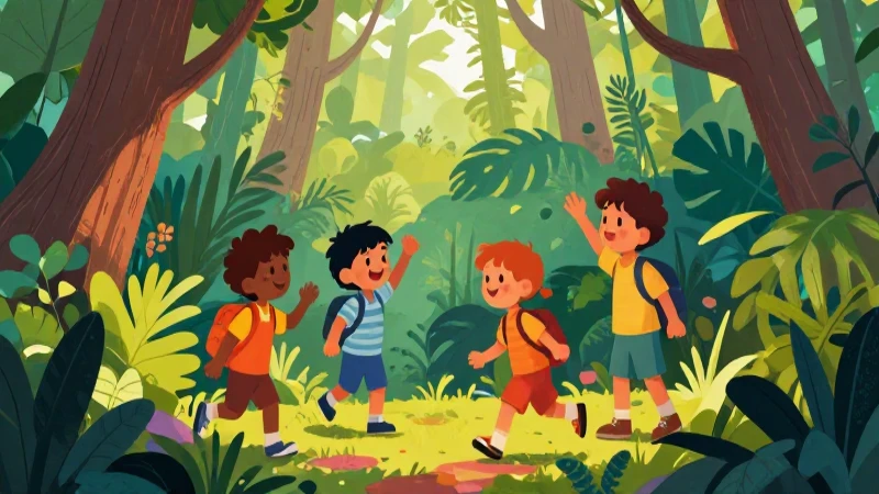 Niños exploran la selva para aprender