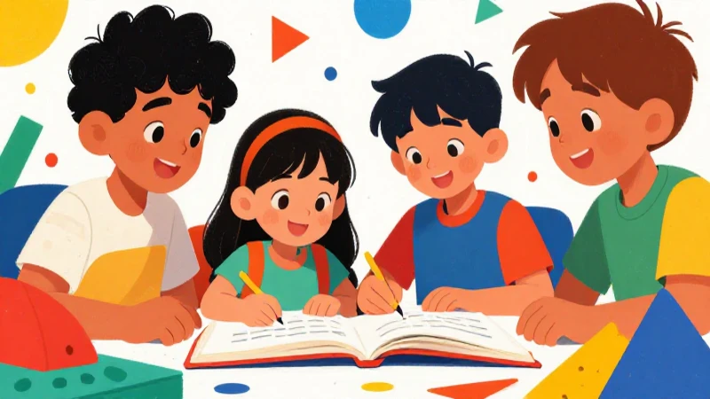 Ilustración alegre de niños aprendiendo juntos