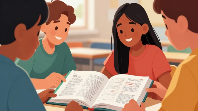 Estudiantes diversos estudian con diccionario y libros