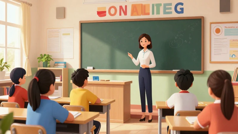 Aula vibrante y alegre con estilo moderno