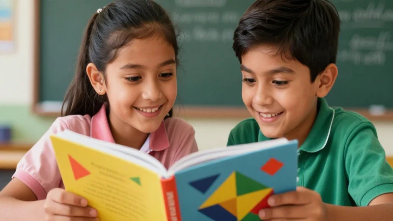 Niños mexicanos leen juntos en colores vivos