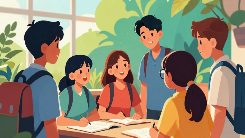Ilustración educativa vibrante y estilizada