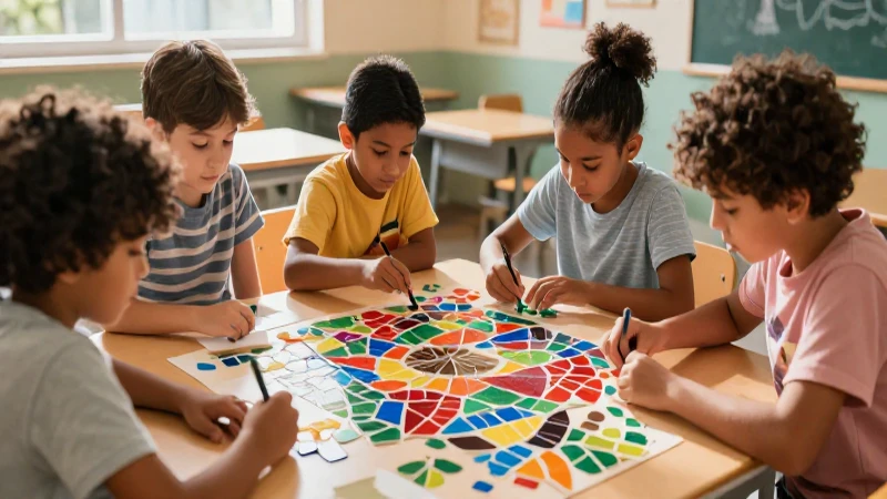 Niños mexicanos crean alegre mosaico educativo