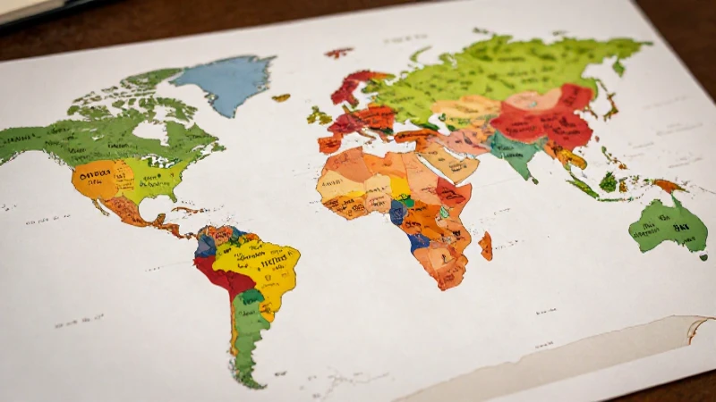Mapa global vibrante con iconos educativos