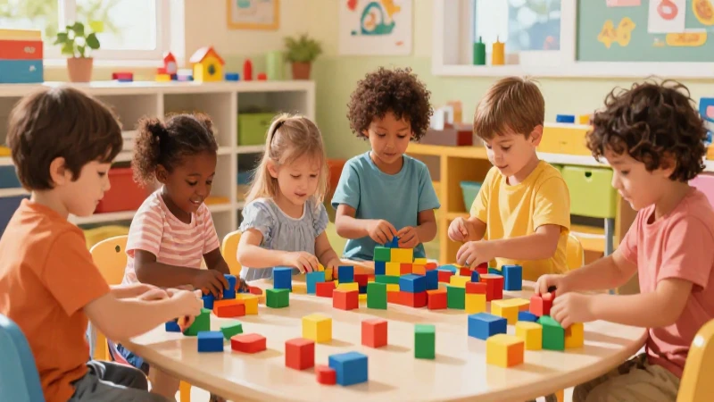 Jugar e imaginar con mi material manipulable de Preescolar, Segundo Grado | Descargar PDF (Ciclo Escolar 2025-2026) 14 Niños diversos juegan alegremente con bloques
