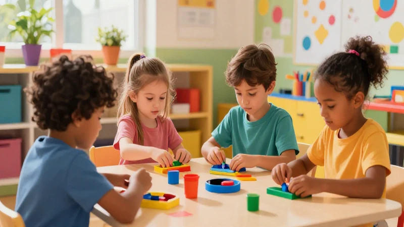 Aula infantil vibrante y diversa, llena de color