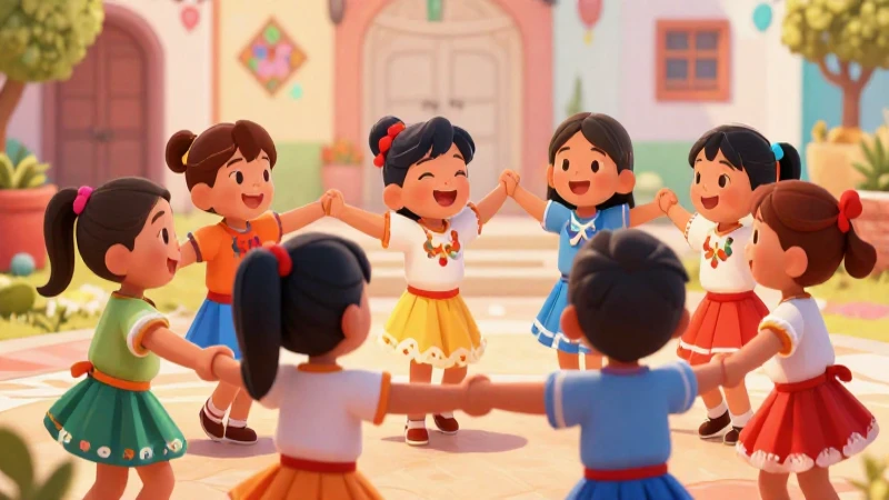 Ilustración alegre y educativa con arte folclórico mexicano