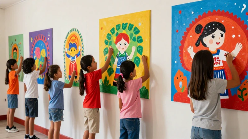 Arte mexicano vibrante y alegre para niños