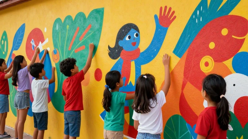 Ilustración educativa mexicana con colores vibrantes