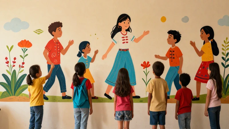 Niños diversos exploran arte folklórico mexicano vibrante