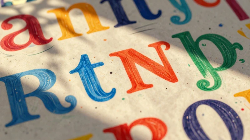 Ilustración educativa vibrante con letras ocultas