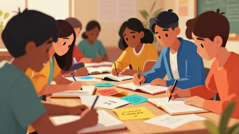 Jóvenes diversos estudian idiomas en ilustración vibrante