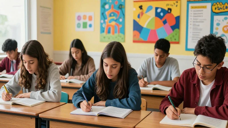 Jóvenes aprenden idiomas en aula iluminada
