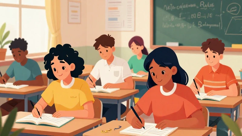 Jóvenes estudian idiomas en aula colorida