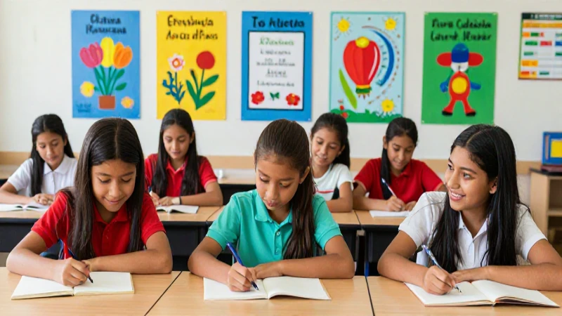 Estudiantes diversos aprenden idiomas alegremente