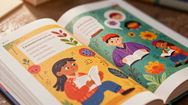 Ilustración vibrante y estilizada para libro educativo