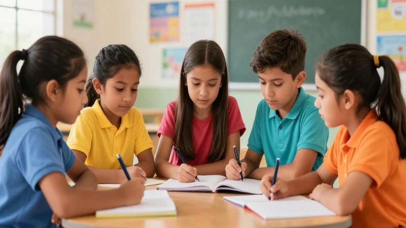Lenguajes Tercer grado de Telesecundaria (2025-2026) 15 Alumnos diversos estudian con vibrante ilustración